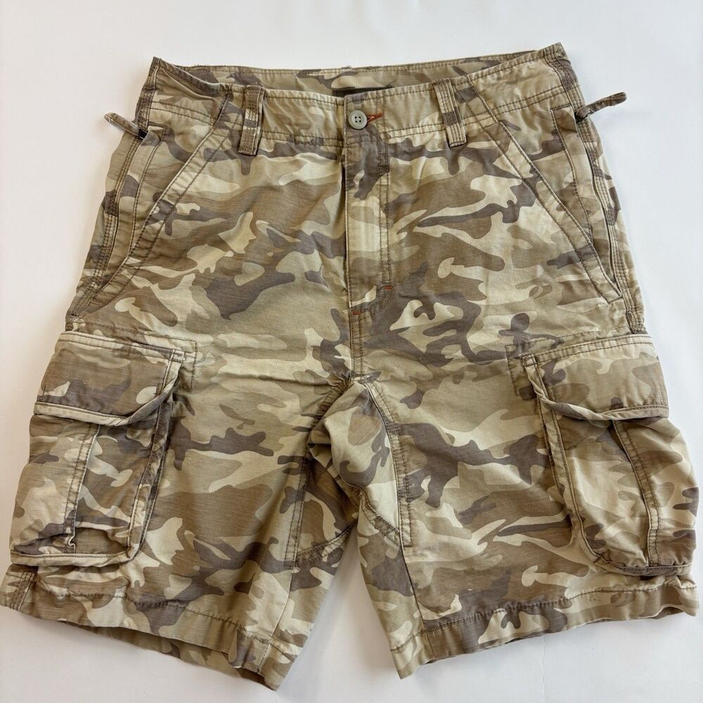 LL Bean Men’s Camo Cargo Shorts 30 Tan Heavyweight Natural Fit Hunting 10"